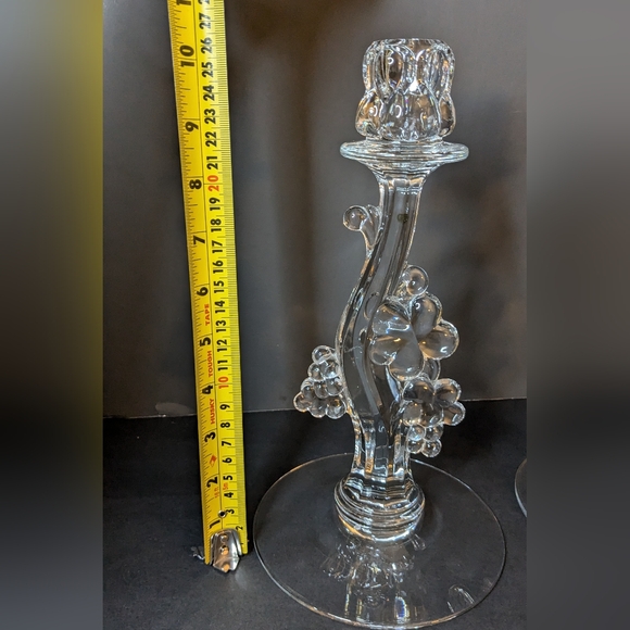 Vintage Heisey Glass 10" Candlesticks Grape Cluster #1445 Crystal Set Of 2 - Picture 6 of 8
